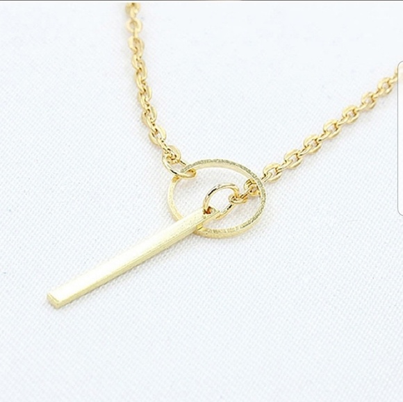 Simple G_Circle Lariat Golden Necklace - Picture 4 of 4